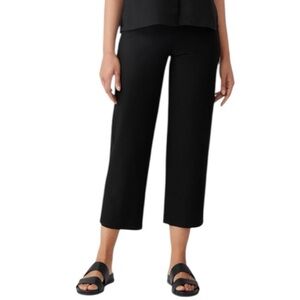 Eileen Fisher System Washable Stretch Crepe Ankle Pants Size Medium Black